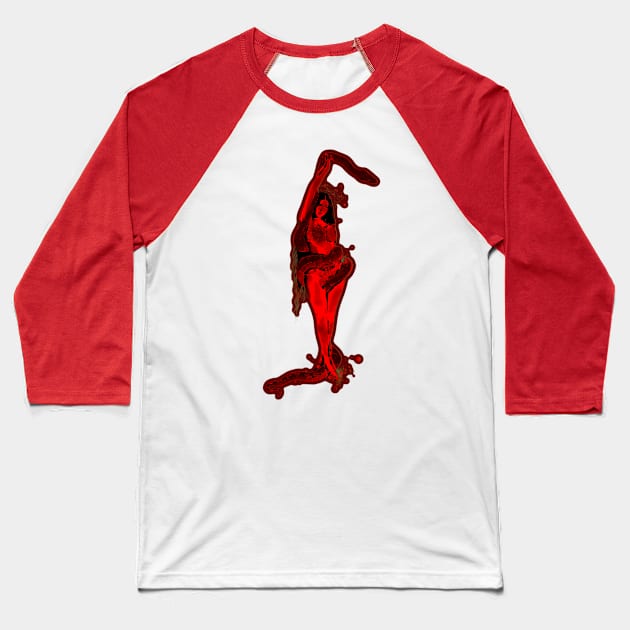 SERPENT QUEEN BLACK RED Baseball T-Shirt by BoneArtPetite